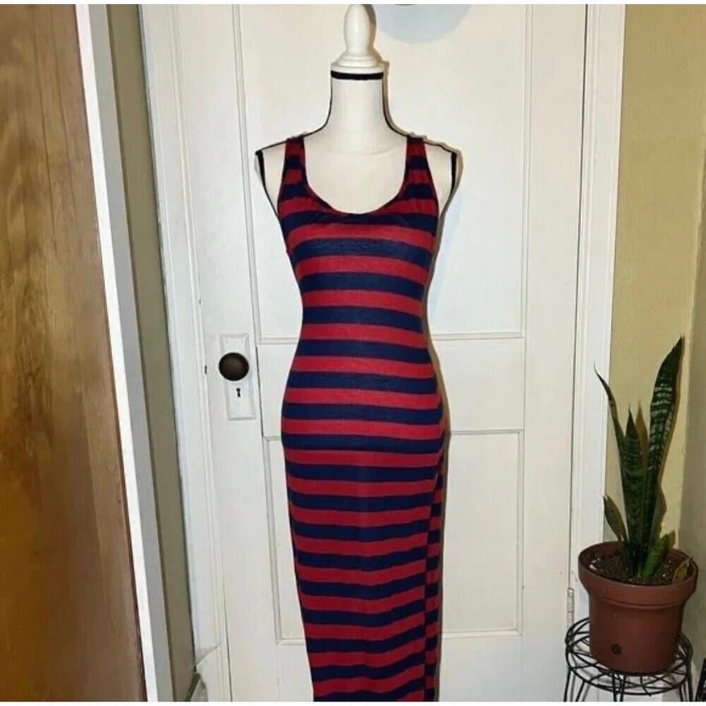 Red Blue Striped Charlotte Russe Maxi Dress Size Medium